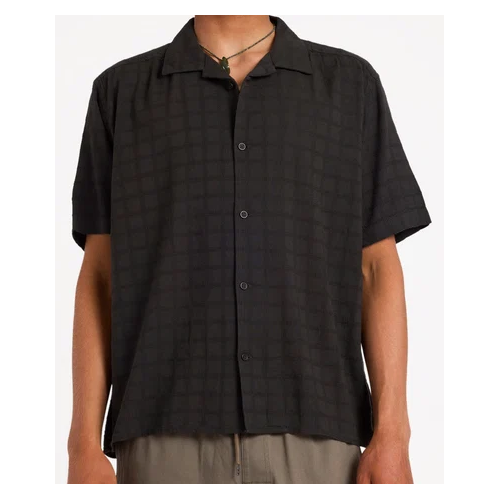 RVCA Shirt SS Vacancy Plaid Black [Size: Mens Medium] [Colour: Black]