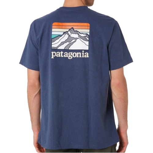 Patagonia Tee Line Logo Ridge Pocket Responsibili-Tee Dolomite Blue [Size: Mens Medium]
