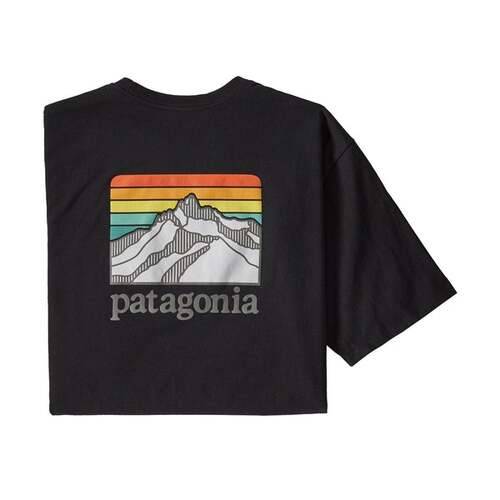 Patagonia Tee Line Logo Ridge Pocket Responsibili-Tee Black [Size: Mens Medium]