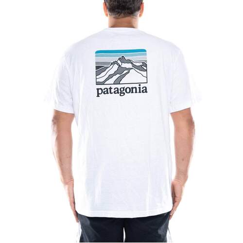 Patagonia Tee Line Logo Ridge Pocket Responsibili-Tee White [Size: Mens Medium]