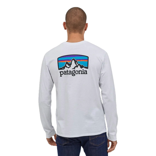 Patagonia Tee L/S Fitz Roy Horizons Responsiili-Tee White [Size: Mens Medium]