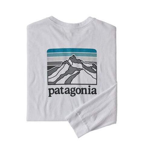 Patagonia Tee L/S Line Logo Ridge Responsibili-Tee White [Size: Mens Medium]