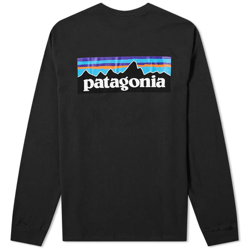 Patagonia Tee L/S P-6 Logo Responsibili-Tee Black [Size: Mens Medium]