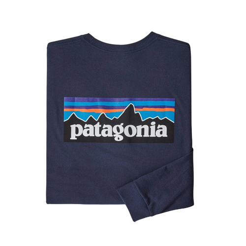 Patagonia Tee L/S P-6 Logo Responsibili-Tee Classic Navy [Size: Mens Medium]