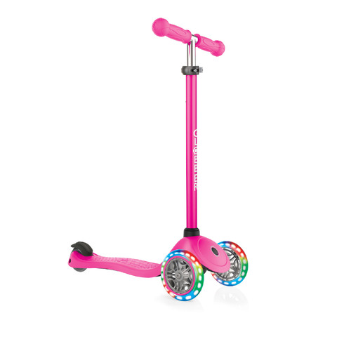 Globber Scooter Primo 3 Wheel Light Up Wheels Neon Pink