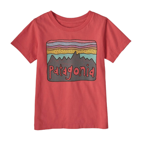 Patagonia Youth Tee Regenerative Organice Fitz Roy Skies Coral [Size: Youth 1.5]