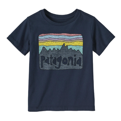 Patagonia Youth Tee Regenerative Organic Certified Cotton Fitz Roy Skies New Navy [Size: Youth 2]
