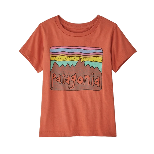 Patagonia Youth Tee Regenerative Organic Fitz Roy Skies Quartz Coral [Size: Youth 2]
