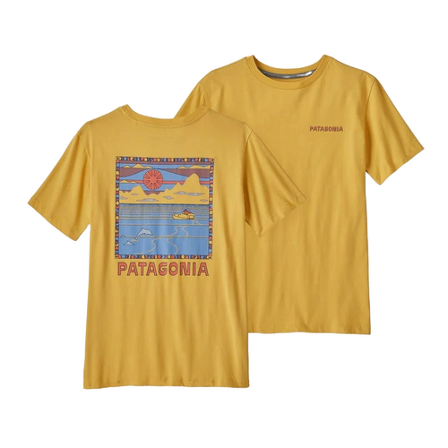 Patagonia Youth Tee Regenerative Organic Graphic Summit Swell Surfboard Yellow [Size: Youth 10]