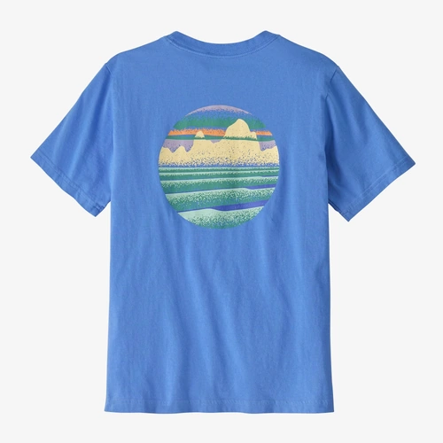 Patagonia Youth Tee Skyline Stencil Abundant Blue [Size: Youth 6] [Colour: Blue]