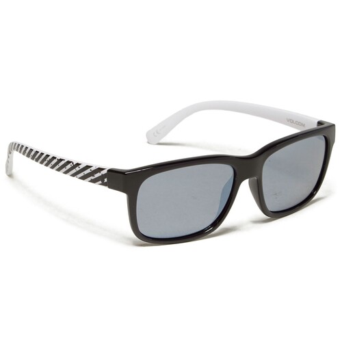 Volcom Sunglasses Wig Gloss Black OP Art/Platinum Mirror