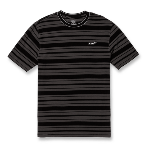 Volcom Tee Dosage Crew Storm Cloud Black/Grey Stripe [Size: Mens Medium]