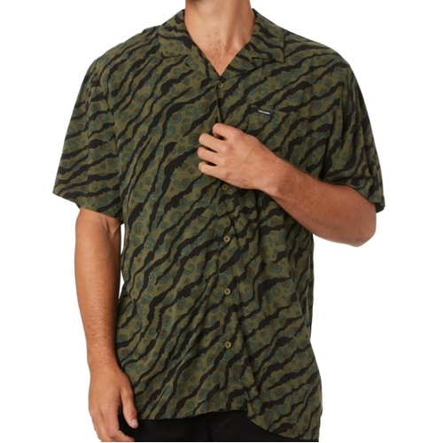 Volcom Shirt Emberton Army Green Combo [Size: Mens Medium]