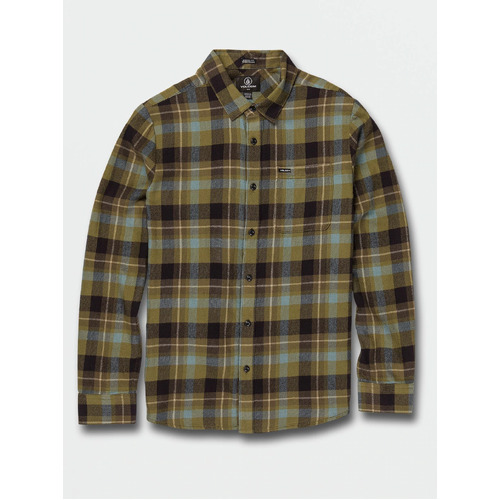 Volcom Shirt Caden Plaid Flannel Martini Olive [Size: Mens Small]