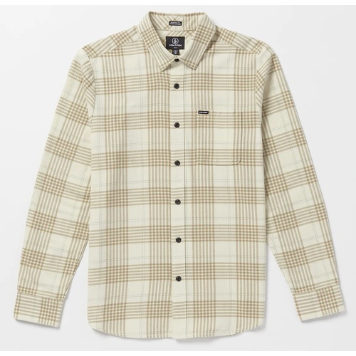 Volcom Shirt L/S Caden Plaid Flannel Dirty White [Size: Mens Large]
