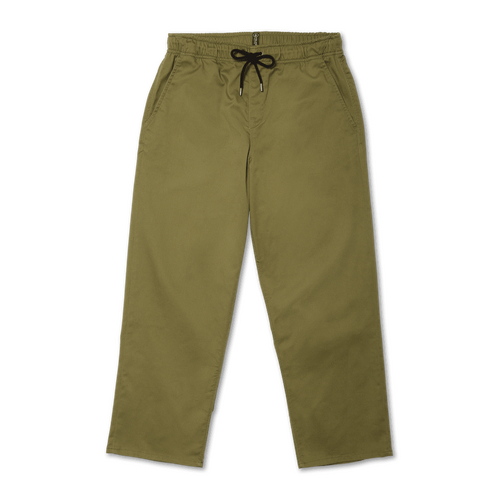 Volcom Pants Elastic Waist Outer Spaced Solid Military Olive [Size: Mens Small]