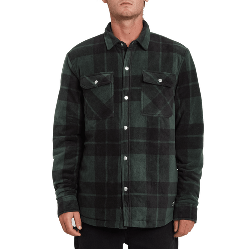 Volcom Shirt Bowered Fleece Flannel Scarab [Size: Mens Medium]