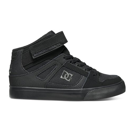 DC Youth Pure High Top Elastic Laces Velcro Black/Black/Black [Size: US 11K]