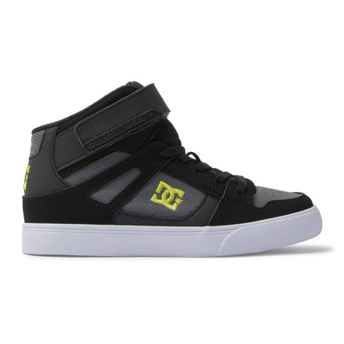 DC Youth Pure High Top Elastic Laces Velcro Black/Lime/Black [Size: US 11K]