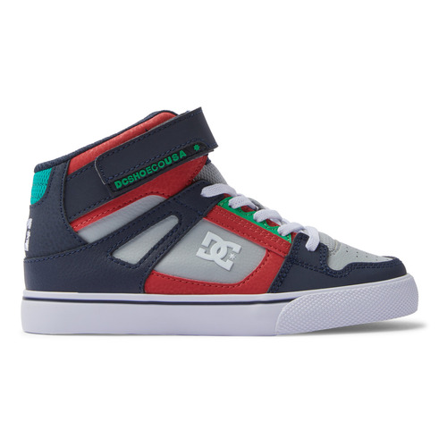 DC Youth Shoes Pure High Top Elastic Laces Velcro Heather Grey/Navy [Size: US 1]