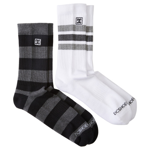 DC Socks Stripe Crew 2pk Black/White US Mens 8-12