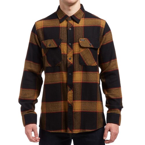 Brixton Flannel Bowery Black/Gold [Size: Mens Small]