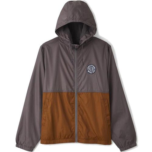 Brixton Jacket Claxton Crest Lightweight Zip Hood Charcoal/Copper [Size: Mens Medium]