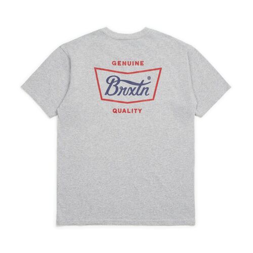 Brixton Tee Stith Standard Heather Grey/Red/Blue [Size: Mens Small]