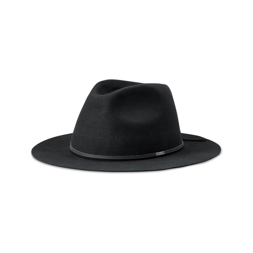 Brixton Hat Packable Wesley Fedora Washed Black [Size: Mens X Small]