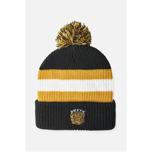 Brixton Beanie Kit Pom Black/Off White/Gold