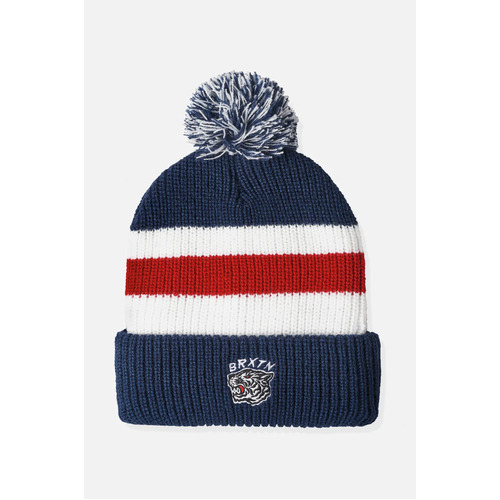 Brixton Beanie Kit Pom Washed Navy/White/Red