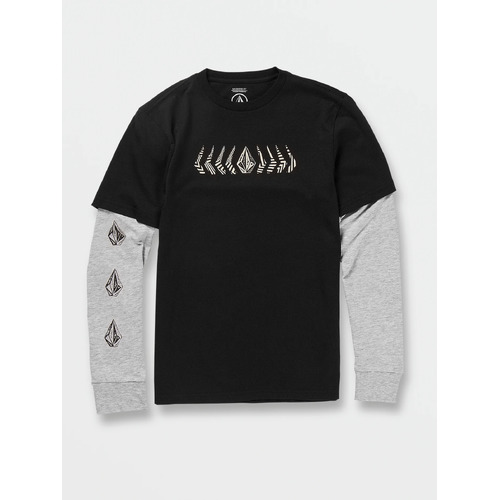 Volcom Youth Tee L/S Burnett Twofer Black [Size: Youth 8/XSmall]