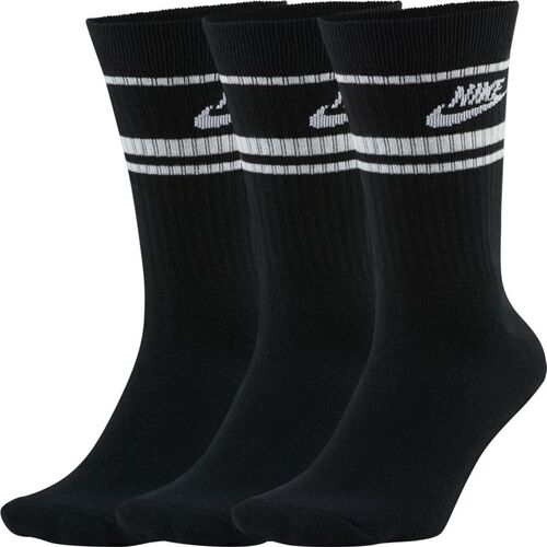 Nike Youth Socks Crew 3pk Everyday Cush Essentail Stripe Black/White US 3-5