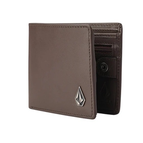 Volcom Wallet Leather Single Stone Dark Brown