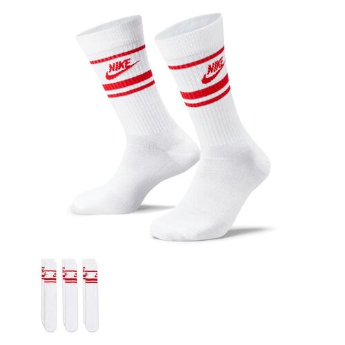 Nike Youth Socks 3pk Everyday Essential Crew Stripe White/Red US 3-5