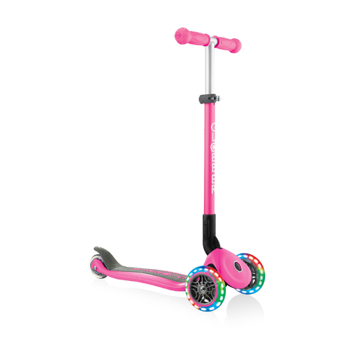 Globber Scooter Primo Light Up Wheels Foldable Neon Pink