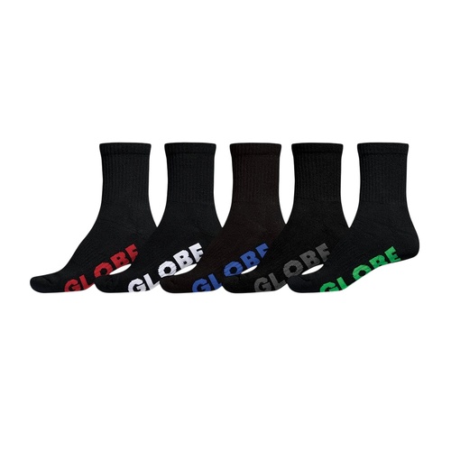 Globe Socks Large Stealth Crew 5pk US 12-15 Black