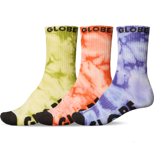 Globe Youth Socks All Tied Up Crew 3pk Blue/Orange/Green US 2-8