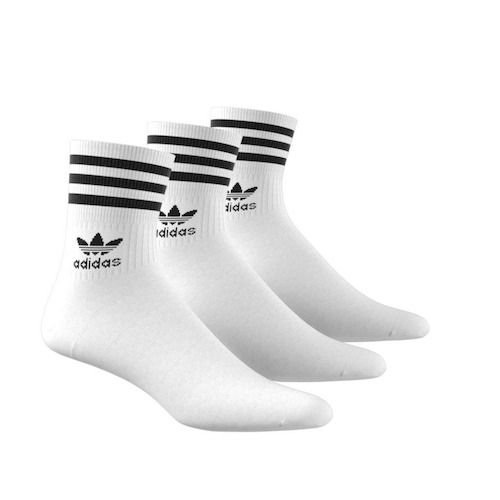 Adidas Socks Mid Cut Crew 3pk White/Black US 9-11