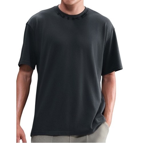 Nike Tee Collar Print Anthracite [Size: Mens Large] [Colour: Black]