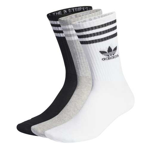 Adidas Socks 3 Stripe Crew 3pk White/Grey/Black US 9.5-11