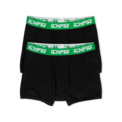 Ichpig Boxer Briefs 2pk Black/Green [Size: XS-S] [Colour: Black]