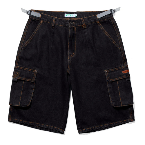 Ichpig Shorts Denim Cargo Black Overdye [Size: Mens Small] [Colour: Black]