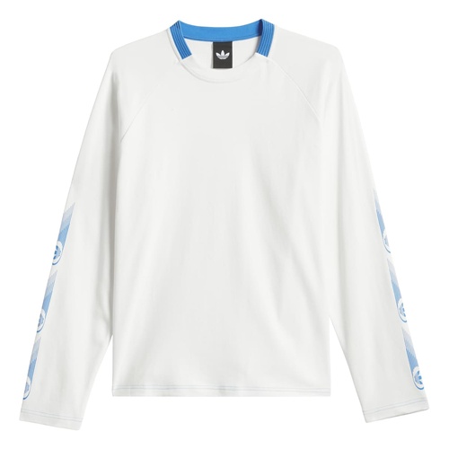 Adidas Tee L/S Skateboarding Fromula White/Lucid Ray Blue [Size: Mens Medium] [Colour: White]