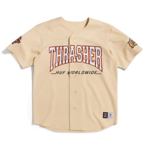 Huf X Thrasher Jersey Center Field Baseball Natural [Size: Medium]