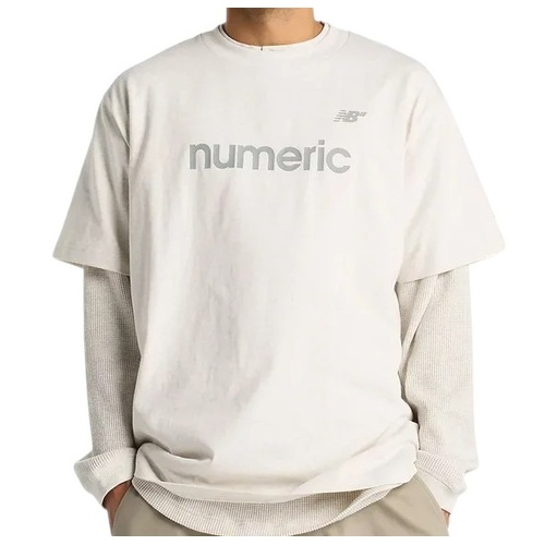 New Balance NB Numeric Tee Rubber Embossed Text Relaxed White/Grey [Size: Mens Medium] [Colour: White]
