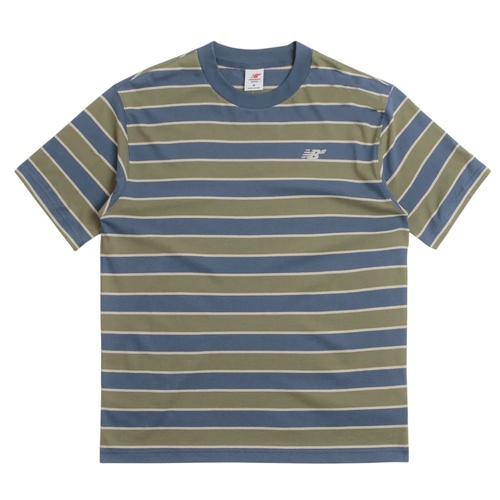 New Balance NB Numeric Tee Thin Stripes Relaxed VTI Green/Blue [Size: Mens Small] [Colour: Striped]