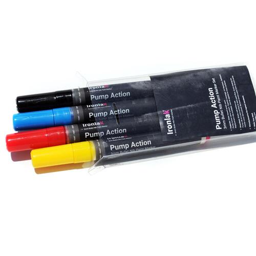 Ironlak Marker 3mm Paint Pump Action 4pk Primary Colours