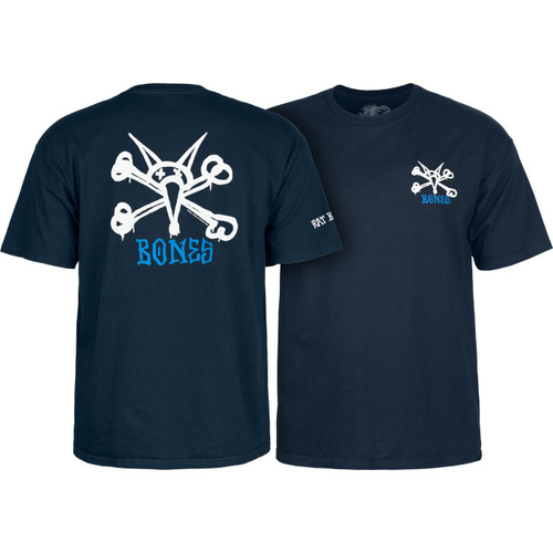Powell Peralta Tee Rat Bones Navy [Size: Mens Large] [Colour: Blue]
