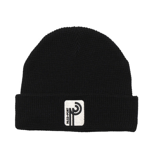 Passport Beanie Long Con Waffle Knit Black